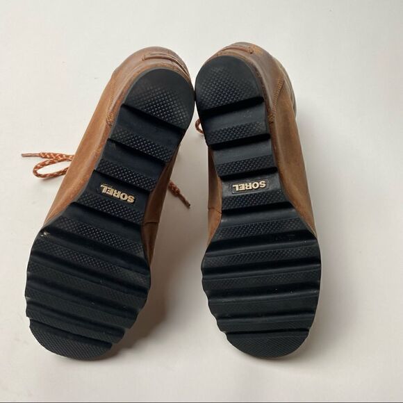 Sorel Conquest Wedge Ankle Boots Elk Camel Leather Lace Up 9.5 PDX - Picture 6 of 6